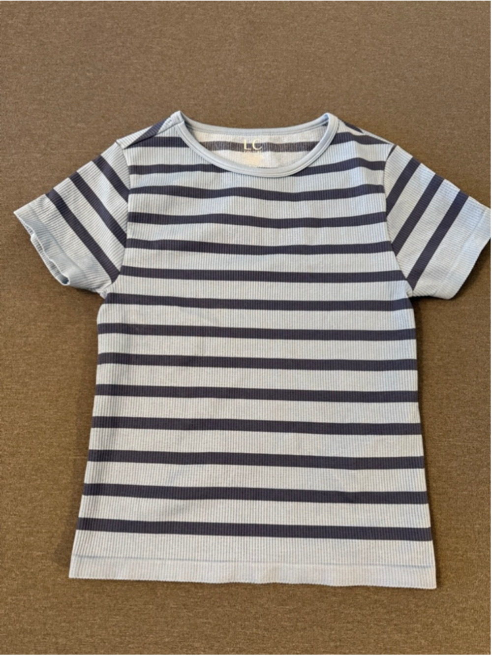 blue striped knit pullover top LC Couture S/M - Picture 5 of 6